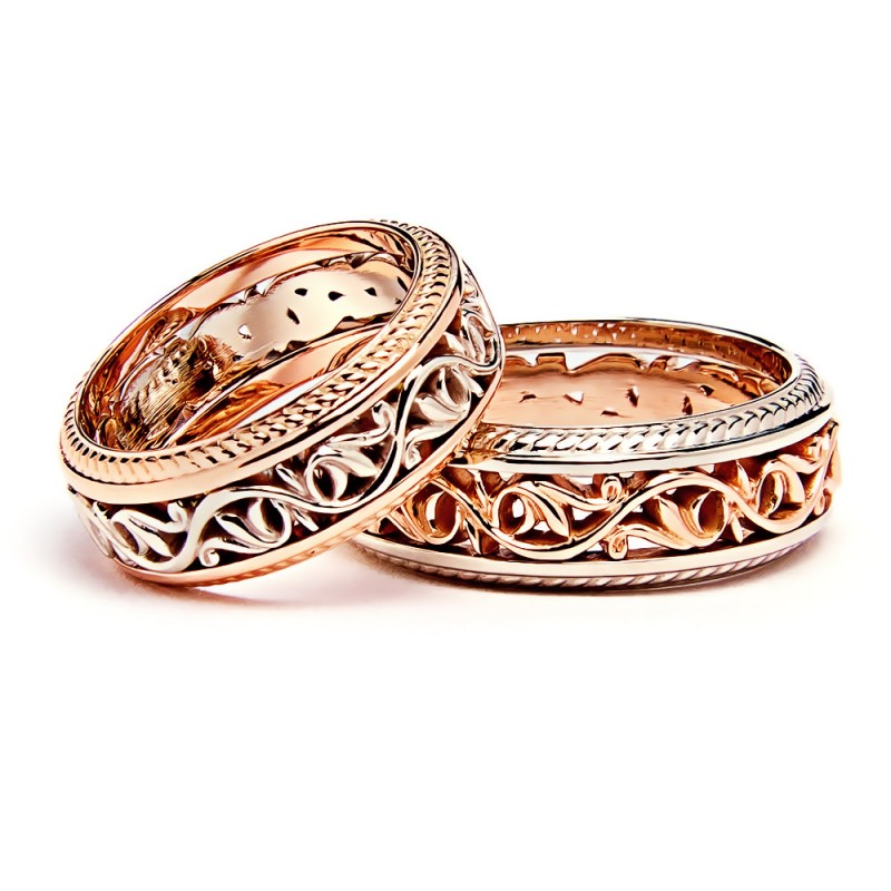 Vestuviniai žiedai „Ažūriniai“, jam ir jai