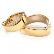 Sutuoktuvių žiedai „Du viename“, jam ir jai (su briliantais)